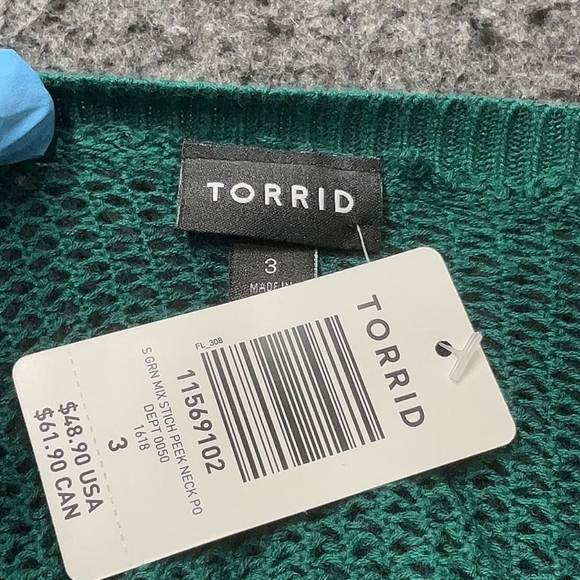 Torrid Peek Neck Cutout Green Sweater Top - Size 3X - Picture 6 of 6